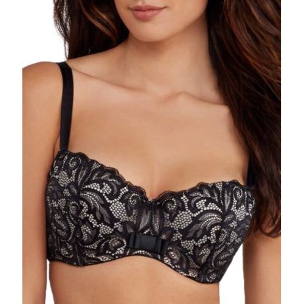 Paramour by Felina Sophia full figure balconette counter bra In Black Lace NWT